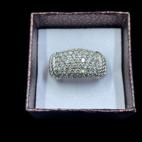 Judith Ripka 925 Sterling Silver Pave CZ Dome Ring Authentic Designer Size 8 - Picture 2 of 8